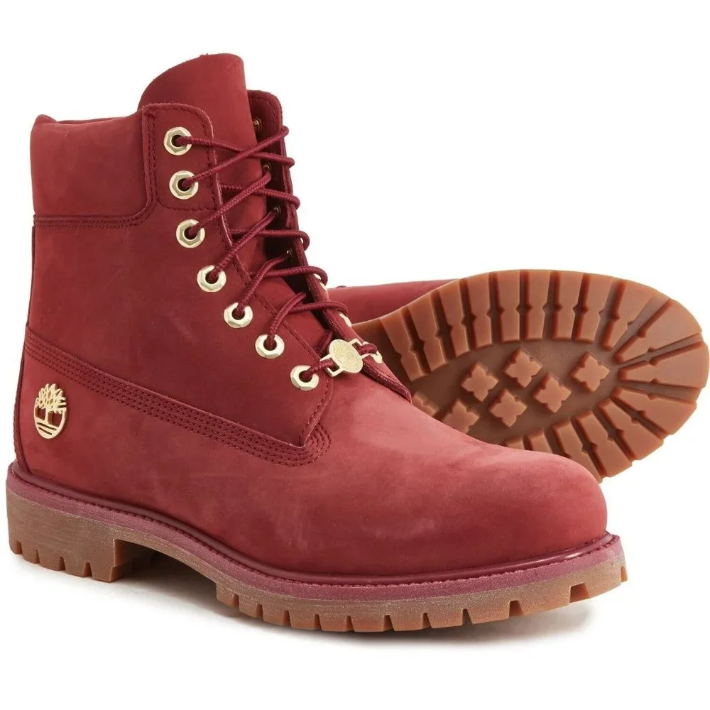 New Timberland Premium Boots - Waterproof, Nubuck, 6" (For Men)  Burgundy Nubuck